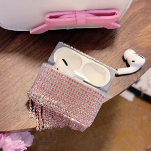 Funda de diamantes con purpurina y borlas a la moda para Apple <span class=keywords><strong>Airpods</strong></span> 1 2 3 4 Pro 2 Bling Girly, funda para auriculares inalámbricos, <span class=keywords><strong>caja</strong></span> de carga - Product Image 3