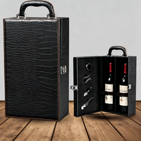 Boîte à vin en cuir de luxe pour deux bouteilles, logo personnalisé, portable, emballage cadeau pour deux bouteilles de vin rouge, pour offrir du vin