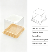 Boîtes à gâteaux en plastique de luxe, base dorée carrée, dôme haut, couvercle transparent, pour mousse, cheesecake, dessert, emballage cadeau