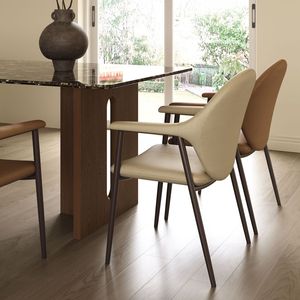 Sillas de Comedor de Diseño Nórdico Moderno en Cuero PU con Respaldo de Metal, Silla Portátil con Brazos para Sala de Estar, Hotel, Ocio, Económicas - Product Image 5