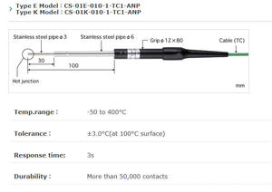Sonde de mesure de température CS-23K-010-1-TC1-ANP Plage de mesure : -50°C à 400°C Temps de réponse : 2S et RITSU et authentique - Product Image 3