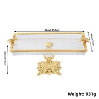 Plateau à fruits en verre gravé de luxe moderne avec support sur pied haut pour fruits secs, gâteaux et collations