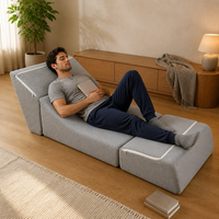 Mehrfarbiges Modulares Dreiteiliges L-förmiges Schlafsofa mit Cord-Bezug, Abnehmbar und Waschbar, Hochdichte Platzsparende Schlafcouch für Apartments