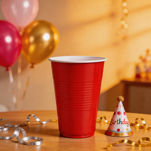 Customized Logo Double Design Popular 18oz Red White Disposable Eco-Friendly Recyclable <b>Plastic</b> Pp <b>Cup</b> - Product Image 1