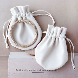 Creamy <b>White</b> Drawstring <b>Gift</b> <b>Bag</b> Luxury Velvet Jewelry Pouch Customizable Color & Logo for Brand Packaging & <b>Gift</b> Giving - Product Image 1