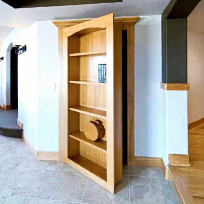 DJMI Hidden Sliding Door Book Shelf