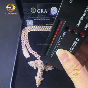 फैशन मैन गहने सोने का रंग हिप हॉप पेंडेंट s925 vs1 मोसानाइट डायमंड गुलाब क्रॉस पेलेंट क्यूबन चेन हार सेट - Product Image 2