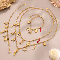 Haut de gamme en acier inoxydable ensemble de bijoux à bricoler soi-même plaqué or ours poivre fleur coeur Zircon poisson étoile de mer coquille pendentif colliers