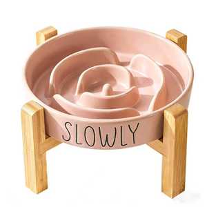 Bol de Nourriture Surélevé pour Chien et Chat en Céramique à Rayures, Antidérapant, Facile à Nettoyer, Longue Durée de Vie, Stock Disponible, Vente Chaude - Product Image 1