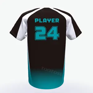 Uniformes de baseball pas cher personnalisés pour hommes par sublimation vente en gros, t-shirts de baseball de couleur noire, uniformes de baseball, vêtements de sport