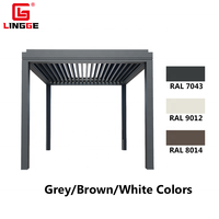 Pergola de Jardin en Aluminium Électrique et Étanche à Toit Rétractable, Lames Motorisées et Éclairage LED