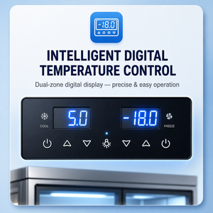 Vitrine Réfrigérée Professionnelle à Triple Température, 3 Zones, 5 Niveaux, en Acier Inoxydable, avec Double Compresseur, Éclairage LED et Affichage Numérique - Product Image 5