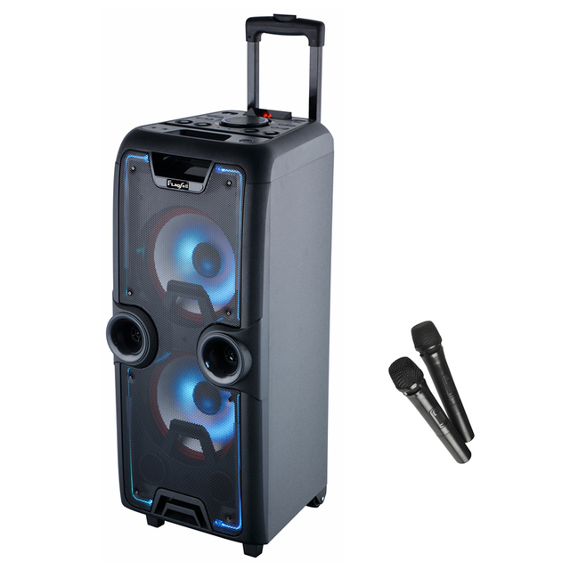 Portable Factory Wholesale 10" 1000W Home Theater System with RGB LED Lighting & Wireless Charger Karaoke Wireless Microphones