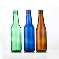 330ml 33CL Bouteille de bière en verre vide personnalisée à long cou avec bouchon couronne en gros