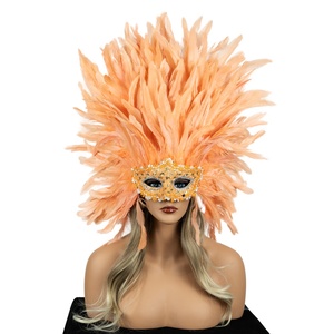 หน้ากากขนนกสีม่วงสไตล์อิตาลีสำหรับผู้ใหญ่ หน้ากากเวนิสครึ่งหน้า อุปกรณ์ประกอบการแสดงสำหรับงานมาร์ดิกราส์ โอเปร่า กาล่า ฮาโลวีน คอสเพลย์ - Product Image 6