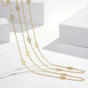 Xinfly Factory Wholesale Luxury 18K Solid Gold Piggy Nose Link Chain Fine Jewelry <b>Sets</b> for Women Women's Necklace <b>Bracelet</b> - Product Image 2