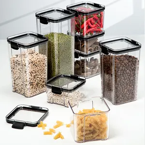 Choice Fun Plastic Airtight Kitchen Grain Organization Jar Transparent Food Storage Container Set Organizer Kitchen With Lid