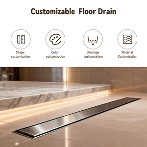 Drain de sol linéaire long en acier inoxydable SUS304 pour salle de bain, drain de sol sur mesure, canal de drainage de salle de bain - Product Image 4