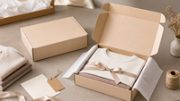 Dossiers en carton ondulé kraft avec logo personnalisé, doublure en éponge, emballage cadeau de luxe en carton gaufré pour robe, sous-vêtements, chemise, vêtements