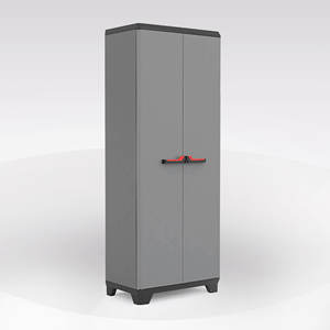 Meuble de rangement STILO en résine au design minimaliste pour salon, 68x39 cm H. 173, gris foncé et noir - Product Image 1