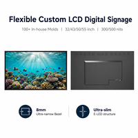 Layar LCD Digital 55 Inci untuk Menu Digital, Pemasangan di Dinding, Berbahan Metal, untuk Iklan di Restoran, Lift, Bandara, Pendidikan, Garansi 1 Tahun