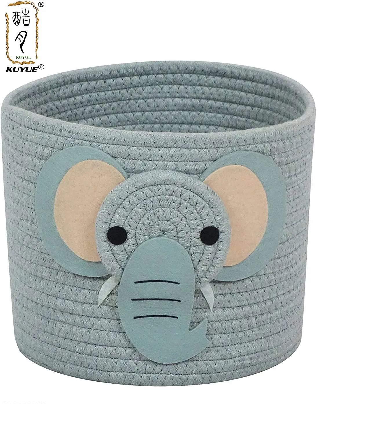 KUYUE-Petits paniers en corde de coton avec thème safari, organisateur de chambre pour enfants, rangement de jouets pour chats et chiens (petit éléphant)