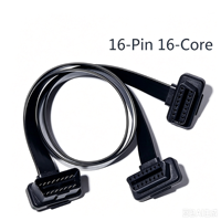 Câble de Rallonge Universel OBD2 pour Voiture, Connecteur Plat Bidirectionnel 16 Broches/16 Cœurs 12V