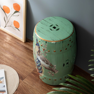 Tabouret de Table Vintage en Céramique avec Fleurs et Oiseaux, Nouveau Tambour Chinois - Product Image 3