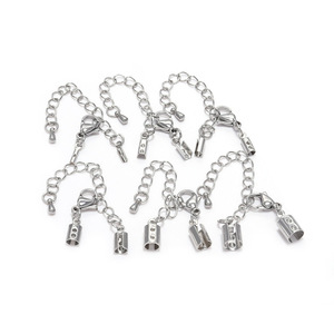 Chaîne d'extension en acier inoxydable avec fermoir mousqueton plaqué argent 925 pour la fabrication de bracelets, accessoire de bijouterie DIY - Product Image 5