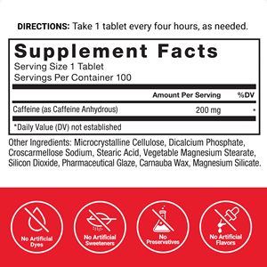 Tabletas de cafeína de 200mg de etiqueta privada OEM, píldoras de cafeína, suplementos energéticos enfocados, aumentan la energía, el enfoque y el rendimiento - Product Image 3