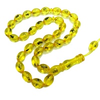 Prix compétitif Tailles multiples Religieux Jaune Rond 33 Perles Chine Perles de prière avec insectes Perles en résine Fourmis Chapelet