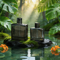 Flacons de parfum rectangulaires haut de gamme en verre pour hommes, Cologne de luxe 80ml, couleur mate personnalisée, faible MOQ 100 pièces, diffuseur à bille