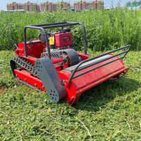 Cortadora de Césped a Control Remoto HIGHTOP Diesel, Equipo de Corte de Césped con Orugas y Dirección Flexible de 360 Grados