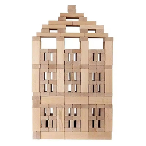 Set mainan blok susun kayu Le Go, set 51 buah menara kayu pinus, mainan susun kayu - Product Image 4