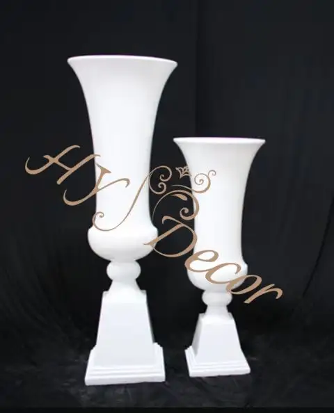HY ev masa beyaz altın standı Pedetal düğün etkinlikleri için reçine Fiber cam trompet vazo düğün Centerpieces