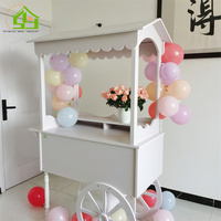 Chariot de Présentation Pliable en Bois, Métal Doré et PVC, avec Roues, pour Fleurs et Bonbons, Vente en Gros, Idéal pour Décoration de Fêtes