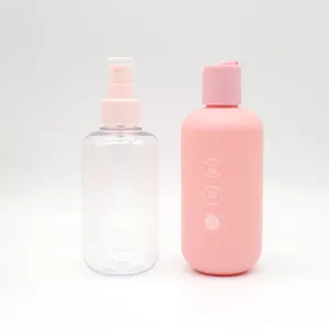 Usine populaire cylindre rond recharge PET 300ml500ml150ml 8oz en plastique shampooing Lotion cheveux revitalisant bouteille avec bouchon de disque de pompe