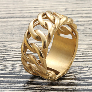 Anillo de Cadena Dorada para Hombre, Diseño Hueco, Estilo Punk Retro, Talla 27, Joyería de Moda, Regalo - Product Image 2