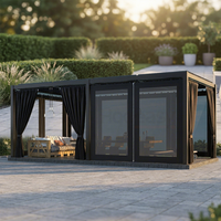 Pergola bioclimatique moderne motorisée en alliage d'aluminium avec lames orientables, étanche et éclairée par LED, pour terrasse extérieure, balcon, barbecue