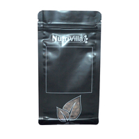 Bolsas de café negras biodegradables Bio Pla con válvula y cremallera Embalaje de papel personalizado Bolsa de granos de café de fondo plano