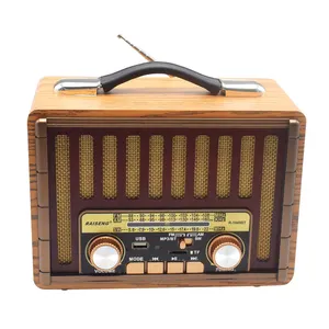 古董复古无线收音机旧复古调频3波段收音机经典充电木箱收音机，带BT/TF/USB音乐播放器
