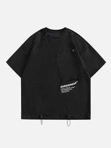 เสื้อยืดโอเวอร์ไซส์สีน้ำตาลสำหรับผู้ชาย สไตล์เรโทร พิมพ์ลายซิลค์สกรีน ดีไซน์เรียบง่าย แขนสั้น ผ้าถัก สไตล์ญี่ปุ่น ลำลอง สตรีทแวร์ - Product Image 3