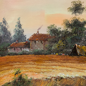 20 In× 24 in arte 100% dipinti ad olio dipinti a mano Design classico campo blu incorniciato arte della parete per soggiorno in stile Art déco - Product Image 1