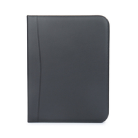 Padfolio à fermeture éclair en cuir PU A4 avec reliure à 4 anneaux fabrication coffret cadeau dossier de présentation avec poches pour carte