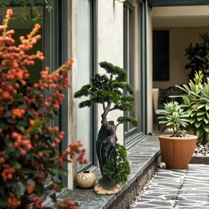 Bienvenue à la maison décoration intérieure avec pin vert bonsaï Pot de fleur en plastique Simulation plante artificielle pour la maison - Product Image 3