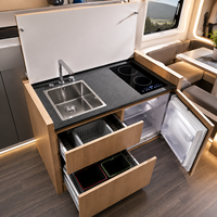 Sistem Kabinet Dapur RV All-in-One Aluminium Modular untuk Konversi Van, Hemat Ruang, Mudah Dipasang, Dapat Disesuaikan