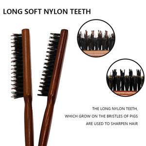 Manche en bois <span class=keywords><strong>cheveux</strong></span> côté peigne doux poils de sanglier taquiner <span class=keywords><strong>brosse</strong></span> à <span class=keywords><strong>cheveux</strong></span> <span class=keywords><strong>pour</strong></span> <span class=keywords><strong>cheveux</strong></span> <span class=keywords><strong>fins</strong></span> poste de coiffure lissage style - Product Image 2