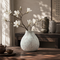 Vase à fleurs en céramique et porcelaine ARM LVG, forme organique, texture pierre, style nordique Wabi Sabi minimaliste, glaçure spéciale