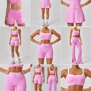 定制标志热纯色时尚瑜伽运动顶级健身房健身无缝女性瑜伽健身房女性健身瑜伽套装 - Product Image 4