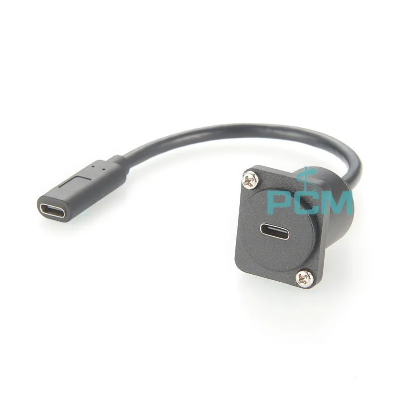 3 피트 케이블이 있는 USB-C D 타입 패널 마운트 커넥터